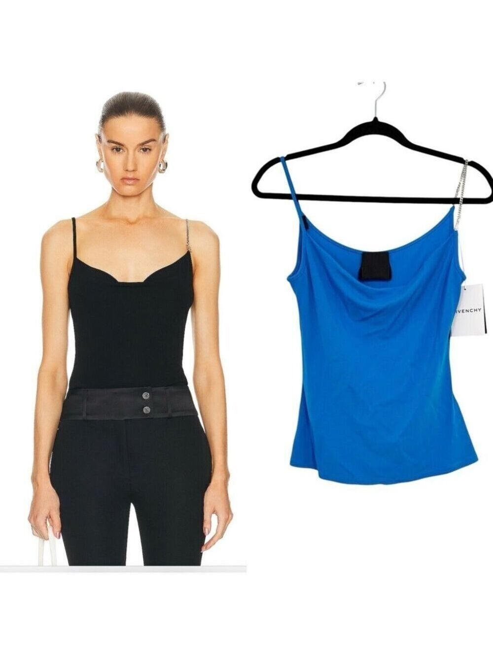 NWT GIVENCHY Draped Sleeveless Top in blue Size 36
